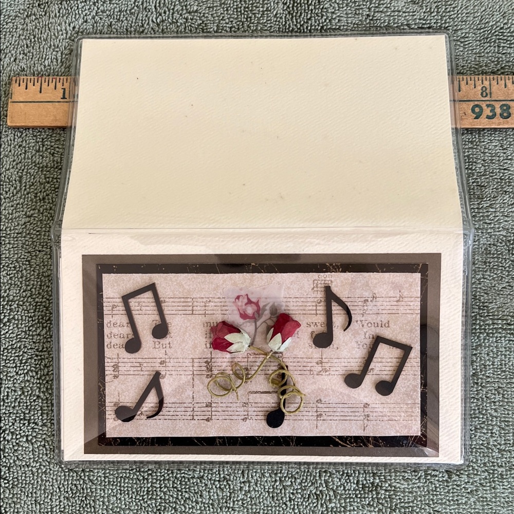 Music Note Checkbook Cover with Floral Design - Picture 2 of 4